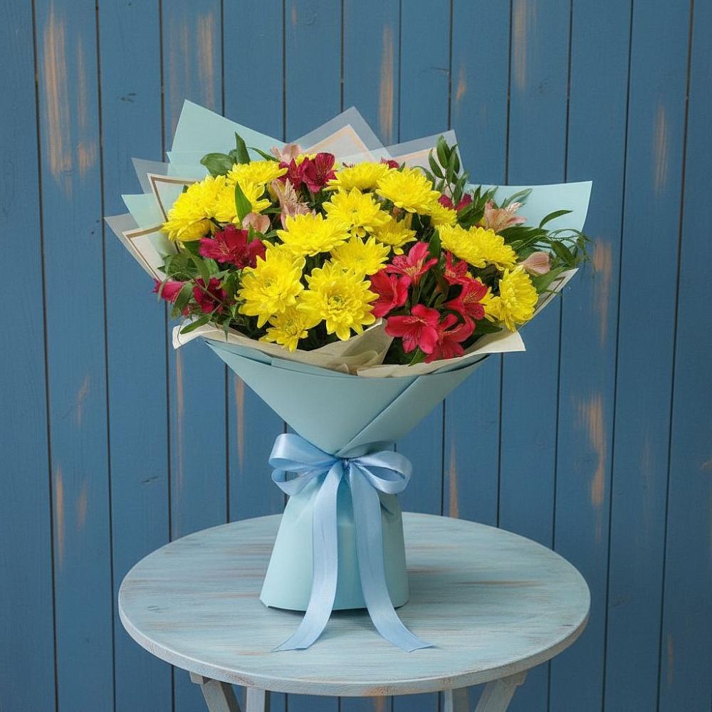 Букет цветов из: Альстромерии и Хризантемы в Залимане