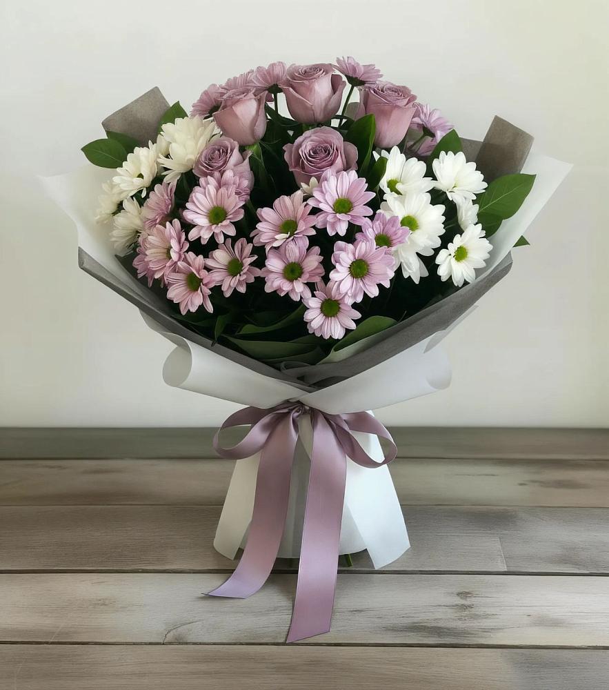 Букет цветов из: Хризантемы и Розы в Залимане