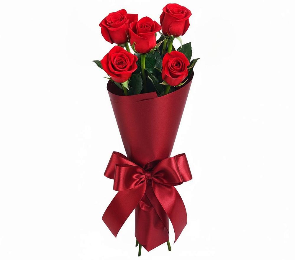 Букет 5 Красных роз Эдлесс Лав в Залимане