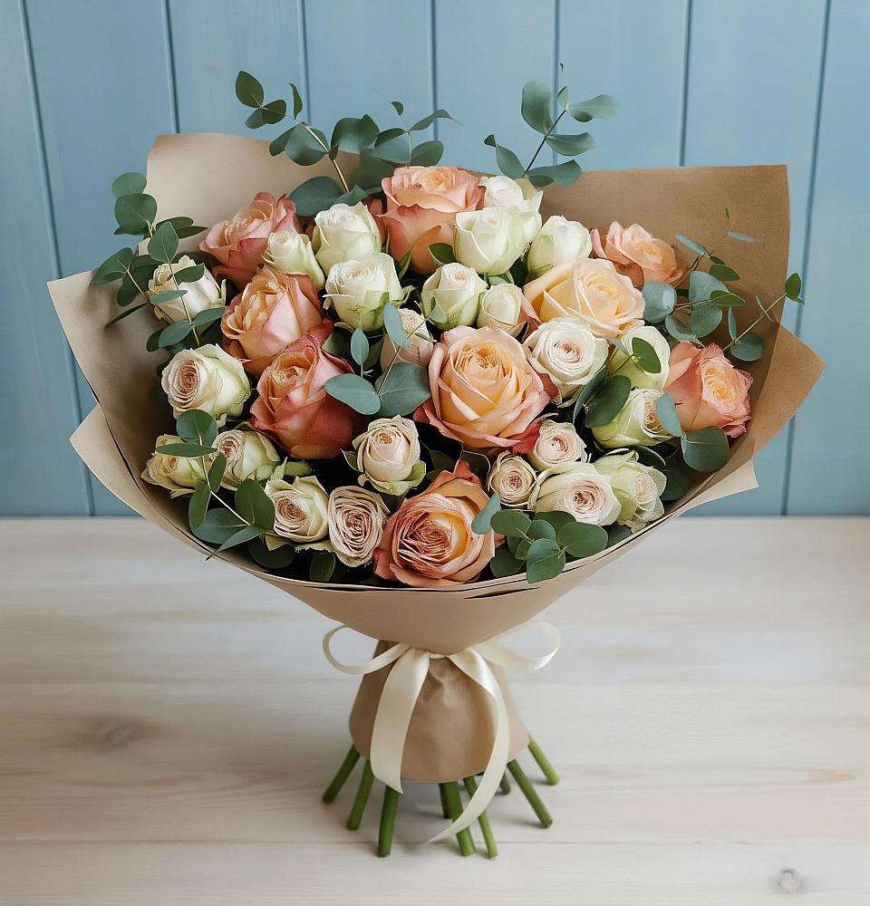 Букет цветов из: Альстромерии и Розы в Залимане