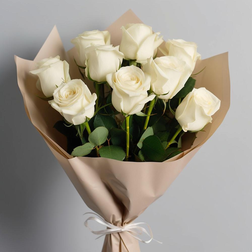 Букет 9 Белых роз Эдлесс Лав в Залимане