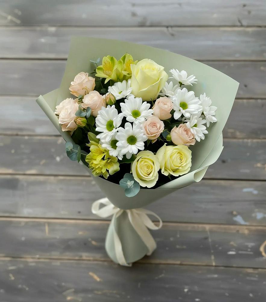 Букет цветов из: Альстромерии, Розы и Хризантемы в Залимане