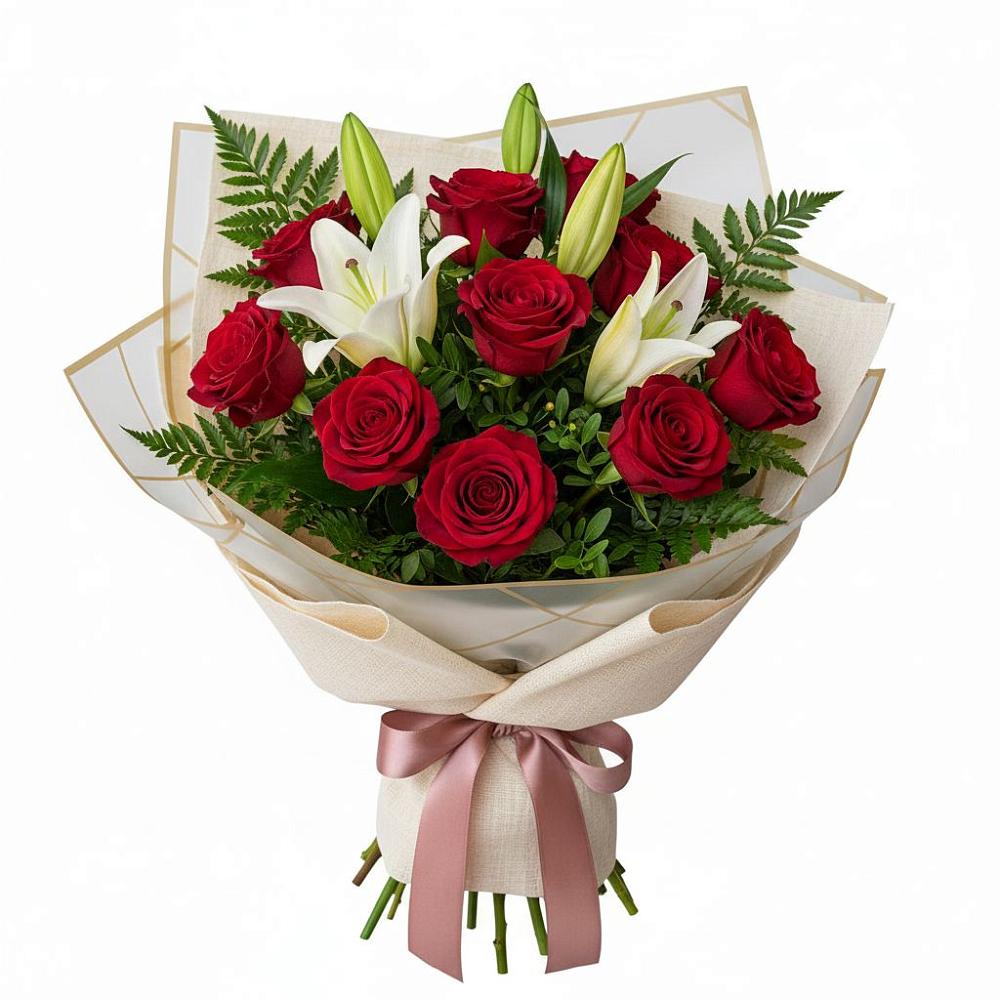 Букет цветов из: Лилии и Розы в Залимане