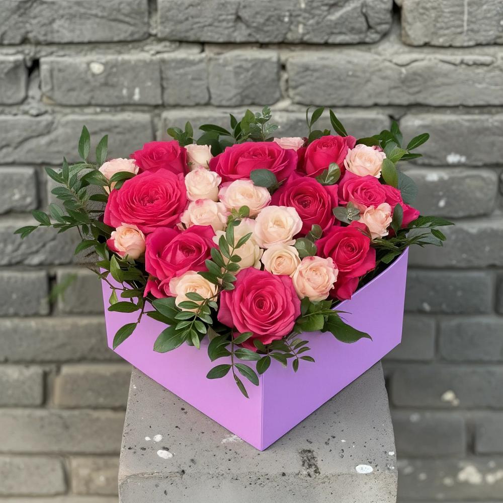 Цветочная композиция из Розы в коробке в Залимане