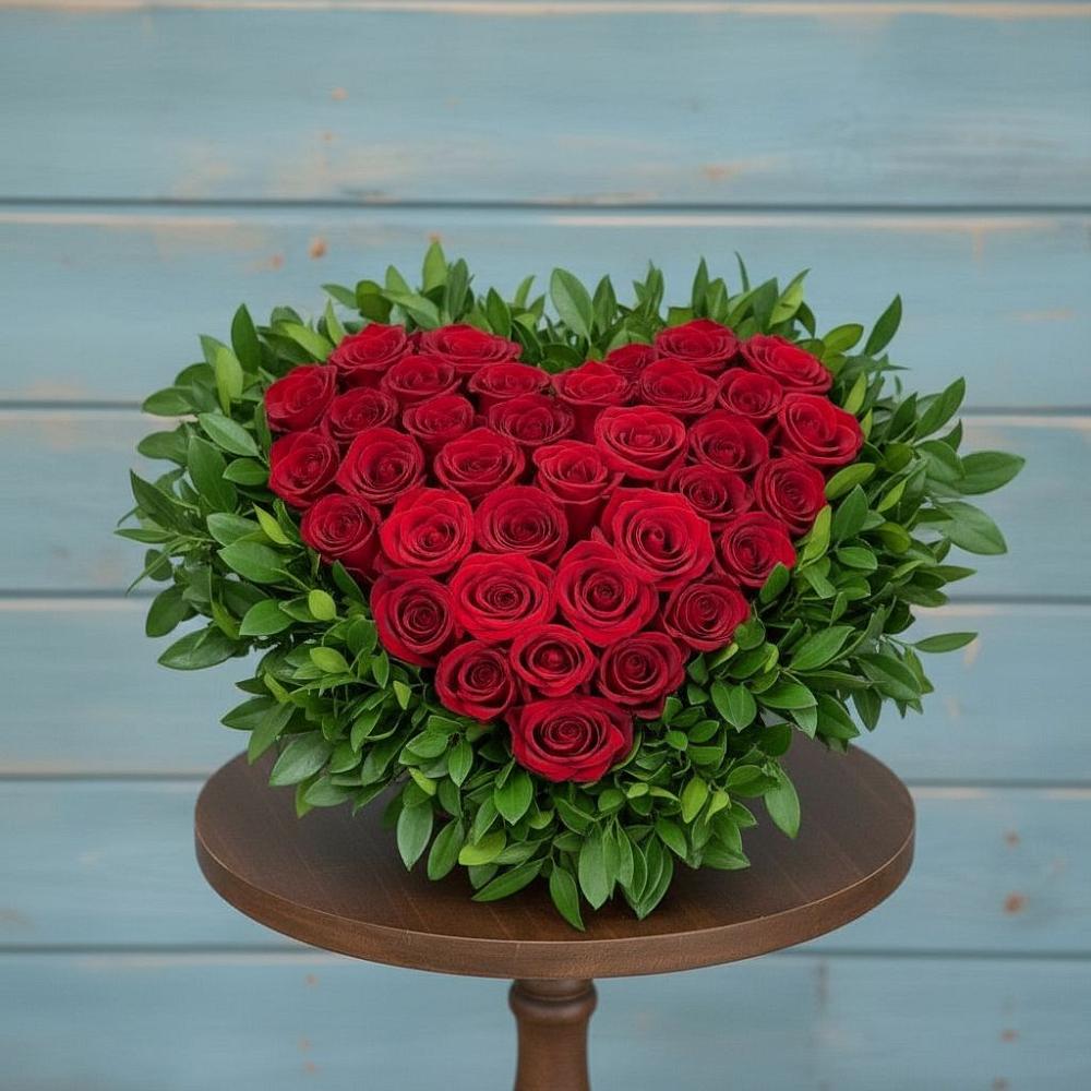 Цветочная композиция из Розы в виде сердца в Залимане