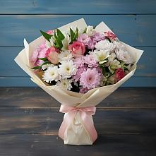 Букет цветов из:  Хризантемы, Альстромерии и Розы в Залимане