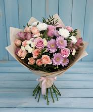 Букет цветов из:  Хризантемы, Розы и Альстромерии #REPLACE_PRED# Залимане