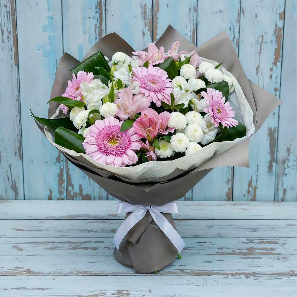 Букет цветов из: Герберы, Альстромерии и Хризантемы в Залимане