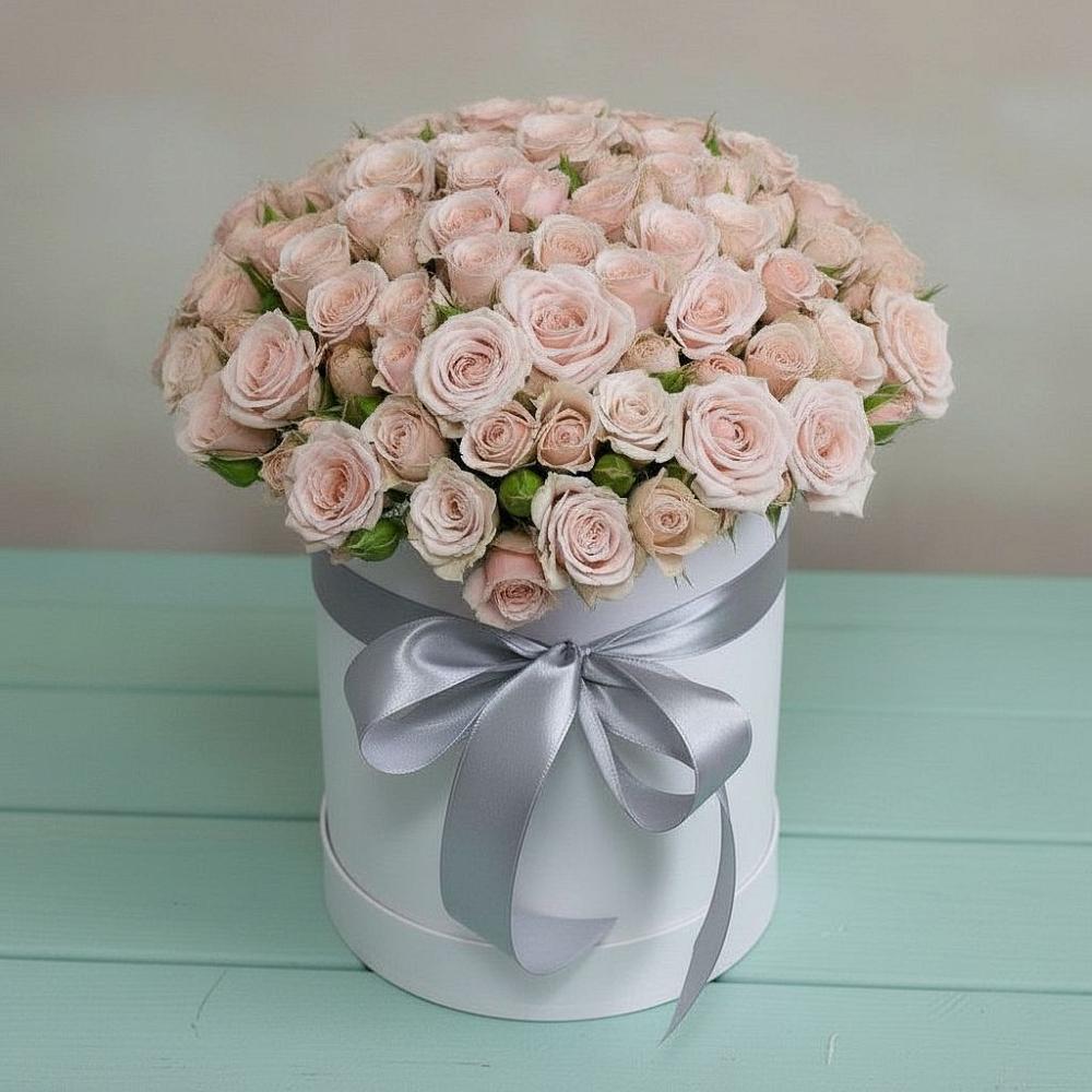 Цветочная композиция из Розы в шляпной коробке в Залимане